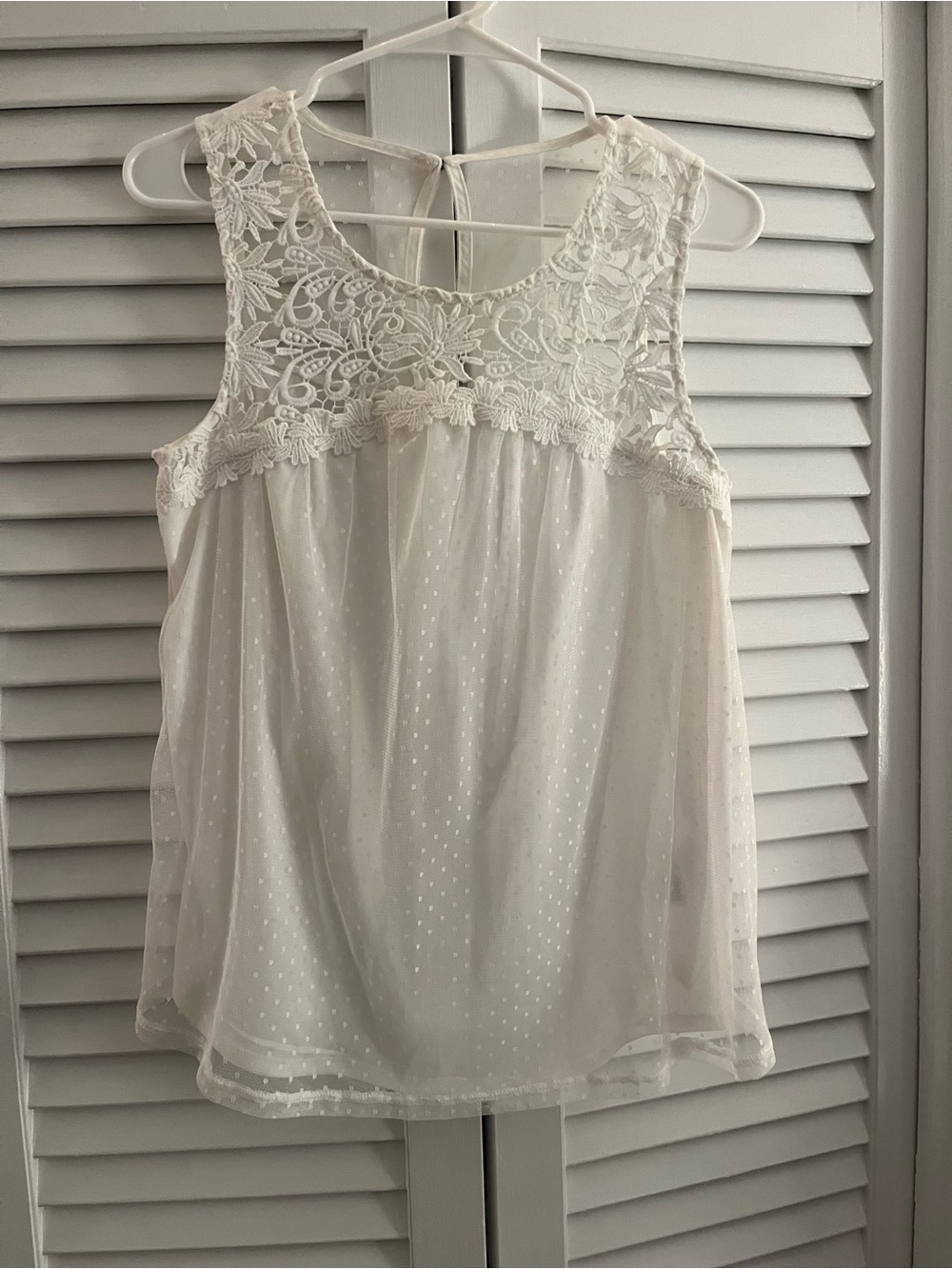 Maurices Ivory Lace Yoke Dotted Chiffon Camisole